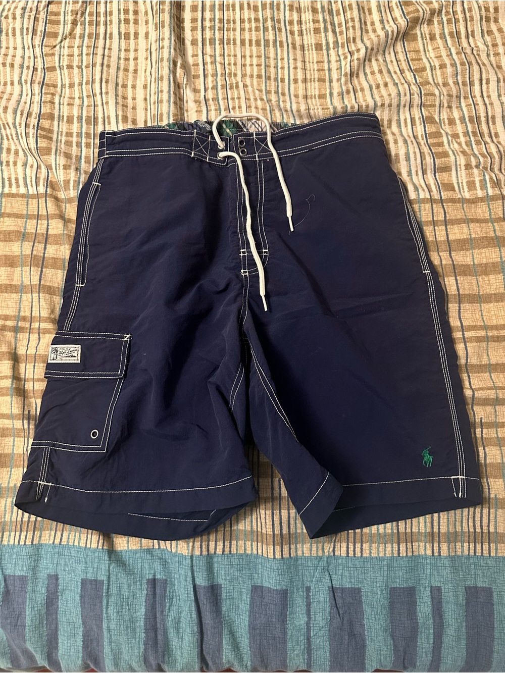 Polo by Ralph Lauren Navy Swim Board Shorts with Green Pony